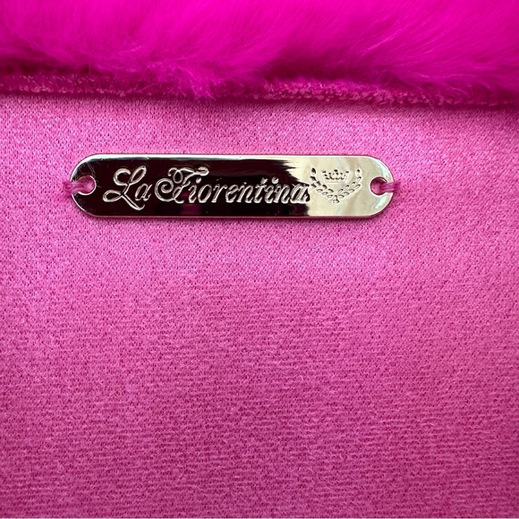 La Fiorentina Colorblock Longline Faux Fur Vest Pink Orange Large - Picture 6 of 6